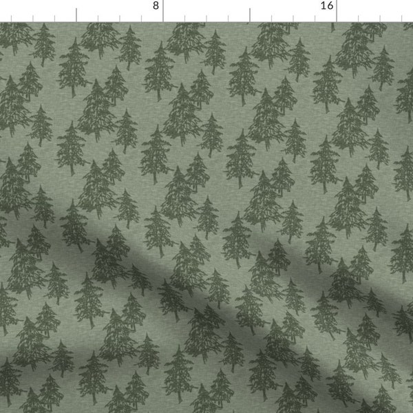 Green Fabric - Evergreen Trees by sugarpinedesign -  Forest Woodland Fern Pine Evergreen Trees Green Tree Fabric by the Yard by Spoonflower