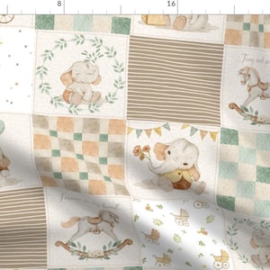 Neutral Baby Fabric - Neutral Baby Quilt by gingerlous - Cheater Quilt Beige Blocks Nursery Gender Neutral Fabric by the Yard by Spoonflower