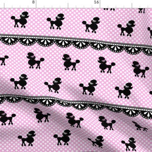 Pink Poodle Polka Fabric - Pink Poodle Polka By Mezzo - Baby Girl Poodle Nursery Decor Cotton Fabric By The Yard With Spoonflower