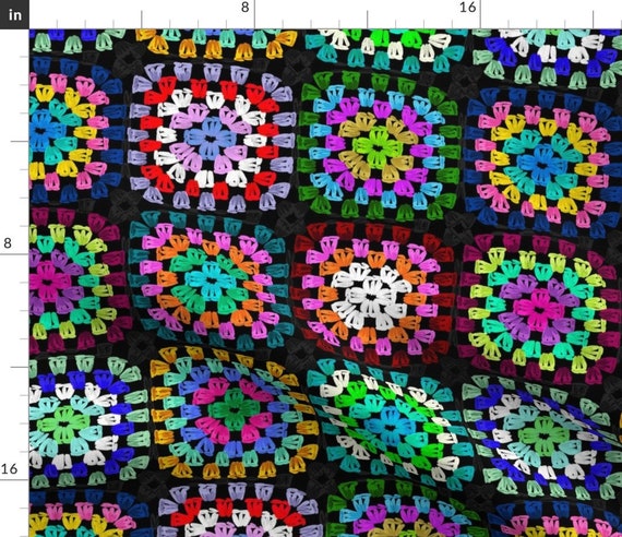 Squares Fabric Granny Squares by Laura_may_designs Crochet 70s Retro Bright  Vintage Style Bold Boho Fabric by the Yard by Spoonflower 