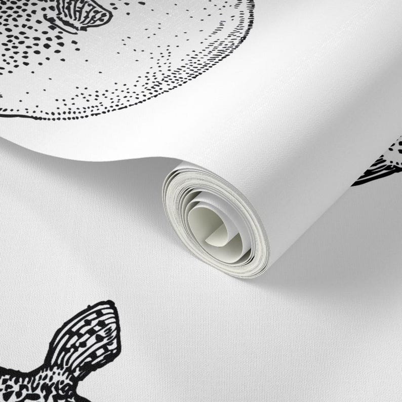 Buffer Fish Peel and Stick Wallpaper - Blowfish Puffer Fish Blowfish Coastal Chic - Removable Wall Decor Art - Pufferfish by eti_enne image 3
