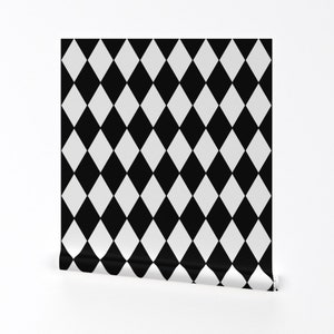 Harlequin Wallpaper - Harlequin Diamonds Black By Peacoquettedesigns - Custom Printed Removable Self Adhesive Wallpaper Roll by Spoonflower