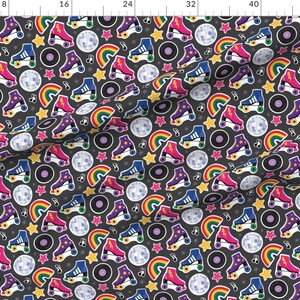 Rollerskate Fabric - Roller Boogie Cute Rainbow Pop Art By Lisa Kubenez - Rollerskate Retro Cotton Fabric By The Yard With Spoonflower image 2