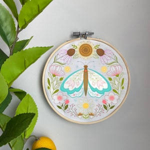 Folk Embroidery Template on Cotton - Magic Garden By LauraLogan - TAGS Embroidery Pattern for 6" Hoop Custom Printed by Spoonflower