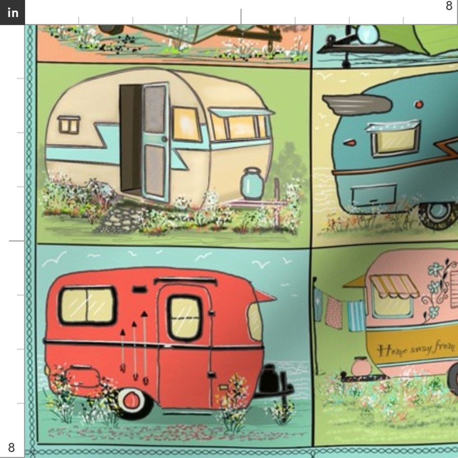 Camping Fabric Quilting Panel Camping With Camper Squares by Etsy