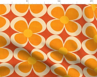 Retro-Stoff – Großformatiges Blumenmuster der 70er Jahre von bobbieval – Leuchtendes Blumenmuster im Stil der 1970er und 1960er Jahre, Mid-Century Modern, erhältlich bei Spoonflower
