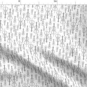 String Quartet Fabric - Mini Black And White String Quartet By Landpenguin - Violin Instrument Cotton Fabric By The Yard With Spoonflower