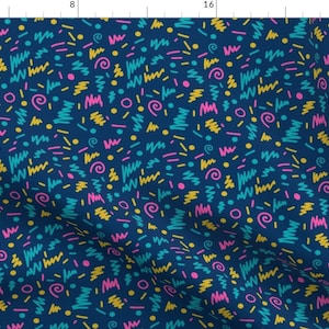 Spoonflower&#39;s 80s Shapes Rad Edgy Cool by Charlotte Winter - printed on a variety of cotton fabrics - by the yard