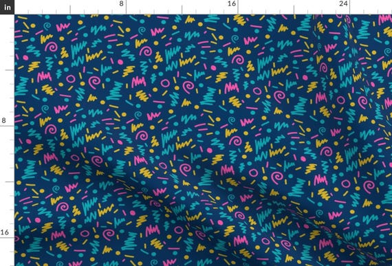 Spoonflower's 80s Shapes Rad Edgy Cool by Charlotte Winter - printed on a variety of cotton fabrics - by the yard
