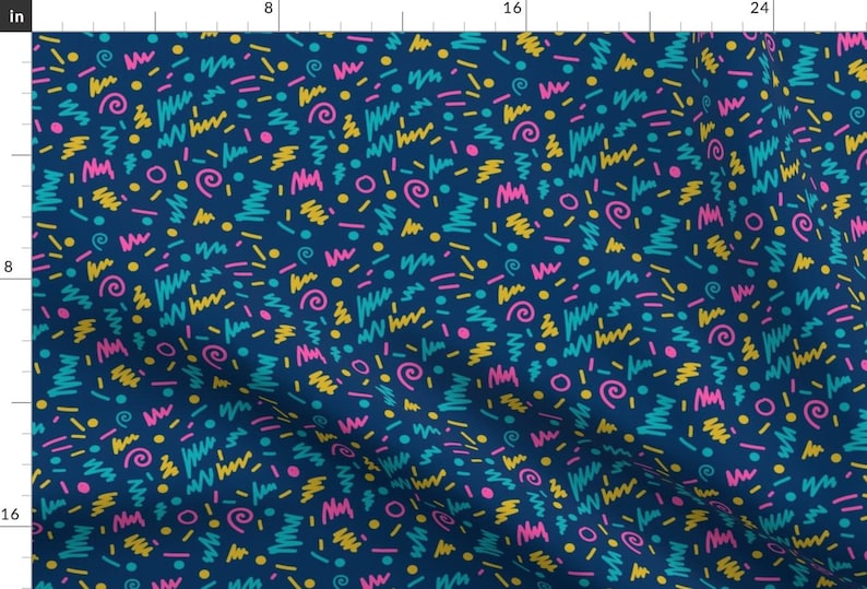 Spoonflower's 80s Shapes Rad Edgy Cool by Charlotte Winter - printed on a variety of cotton fabrics - by the yard imagen 1