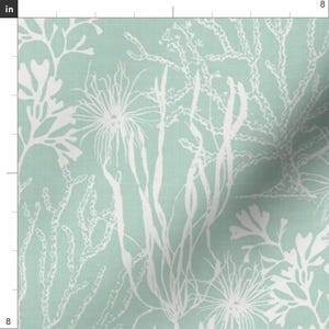 Coastal Coral Fabric - Poseidon Aqua by lori_craffey_design - Aqua Mint Nautical Seaweed Coral Ocean Fabric by the Yard by Spoonflower image 3