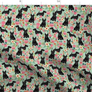 Black Scottie Dog Fabric - Scottie Dog Florals Scottish Terrier Dog By Petfriendly - Dog Terrier Cotton Fabric By The Yard With Spoonflower
