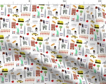 New York Fabric - New York Nyc Favorites By Cityette - Love New York City Statue Of Liberty Taxi Cotton Fabric By The Yard With Spoonflower