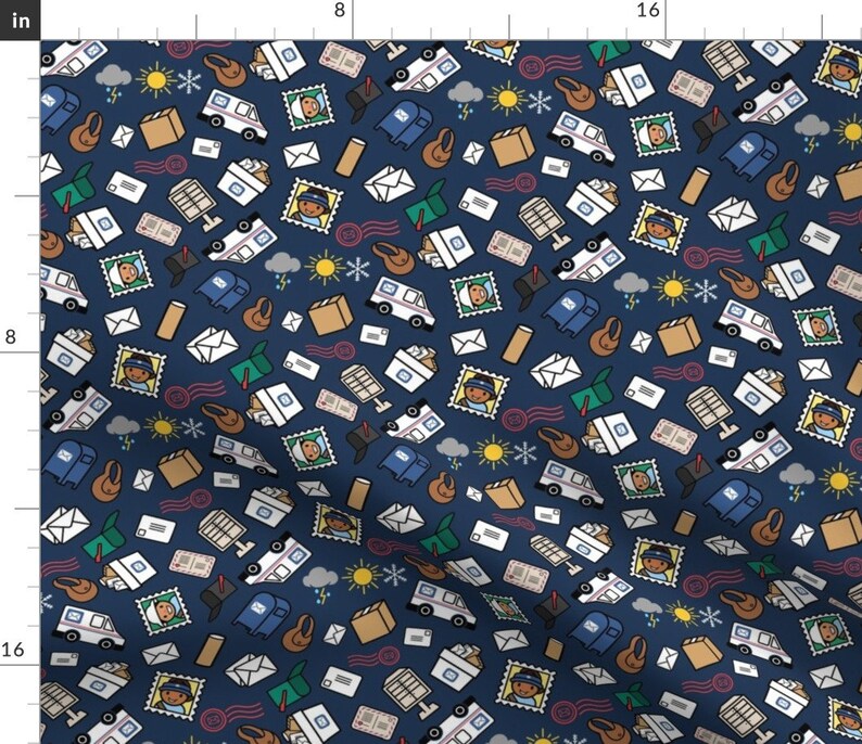 Mail Fabric Support Your Mail Carrier by Yummestudio Save Etsy