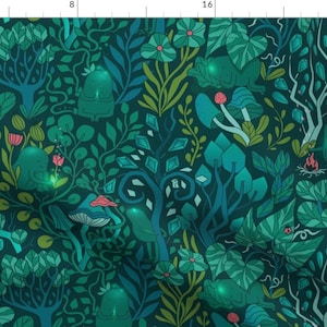 Mystical Forest Fabric - Emerald Forest Keepers Fairy Woodland Creatures By Kostolom3000- Magical Cotton Fabric By The Yard With Spoonflower