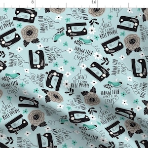 Sewing Machine Blue Fabric - I Sew So I Don'T Kill People By Cynthiafrenette - Sewing Machine Cotton Fabric By The Yard With Spoonflower