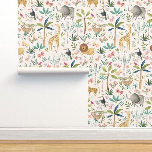 Nursery Safari Wallpaper Safari Animals Juvenile by Etsy