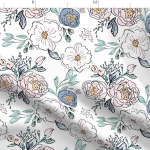 Cottagecore Fabric - Periwinkle Rose by indybloomdesign - Peony Floral Periwinkle Botanical Garden Bloom Fabric by the Yard by Spoonflower