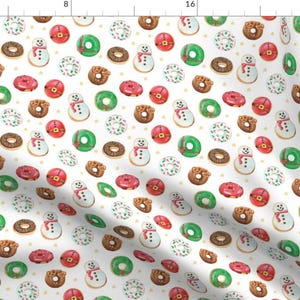 Holiday Fabric - Christmas Donuts by palomahenry - Christmas Santa Snowman Reindeer Donuts Fabric by the Yard by Spoonflower