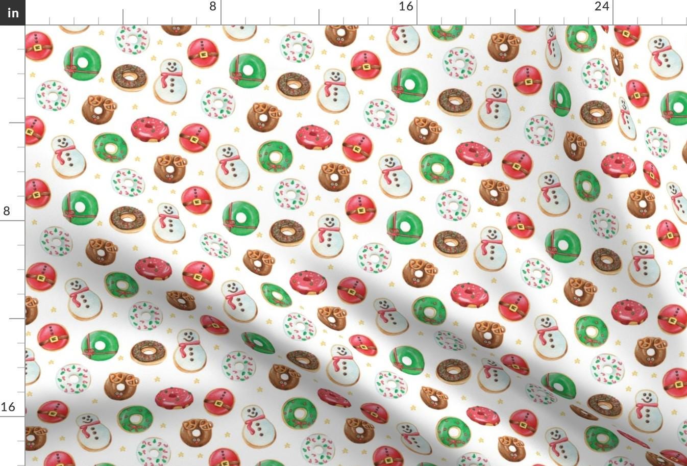 Holiday Fabric - Christmas Donuts by palomahenry - Christmas Santa Snowman Reindeer Donuts Fabric by the Yard by Spoonflower