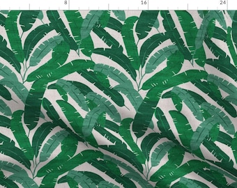 Green Tropical Banana Leaf Fabric -French Linen Banana Leaf By Holli Zollinger- Jungle Home Decor Cotton Fabric By The Yard With Spoonflower