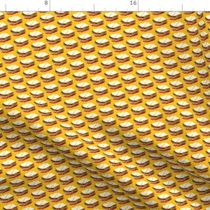 Kitsch Sandwich Fabric - Ham Sandwich  by kellygilleran - Small Scale Mustard Yellow Retro Vintage Fabric by the Yard by Spoonflower