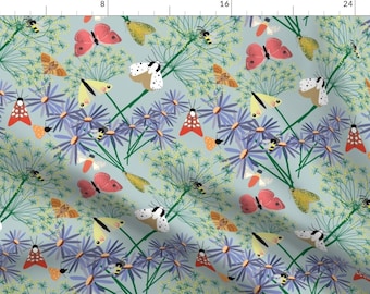 Flowers Fabric - Pollinators Conservation By Cathleenbronsky - Colorful Butterflies Wildflowers Cotton Fabric By The Yard With Spoonflower