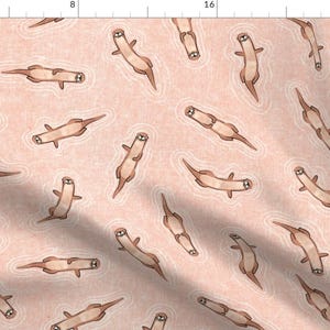 Sea Otter Fabric - Swimming Otters - Peach By Littlearrowdesign - Sea Otter Cotton Fabric By The Yard With Spoonflower