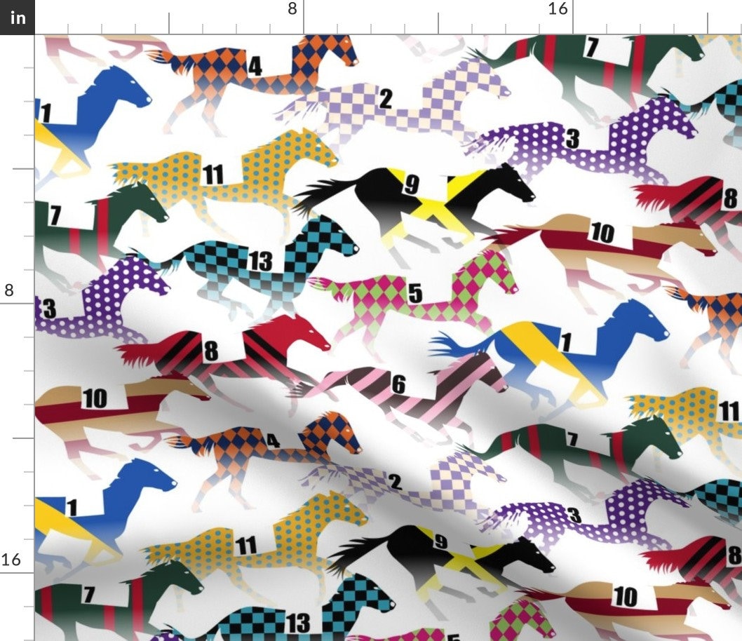 Horse Racing Fabric off to the Horse Races by Wickedrefined Etsy UK