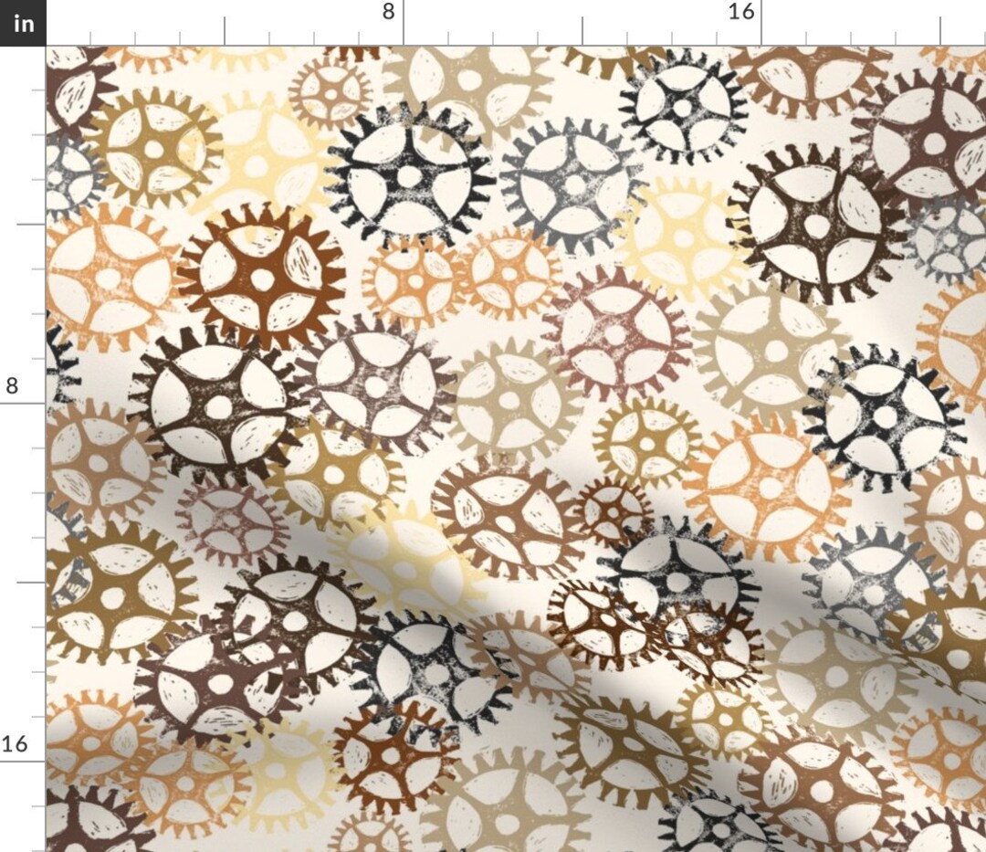 Steampunk Fabric Geared up by Karapeters Steampunk Gears Geek Home