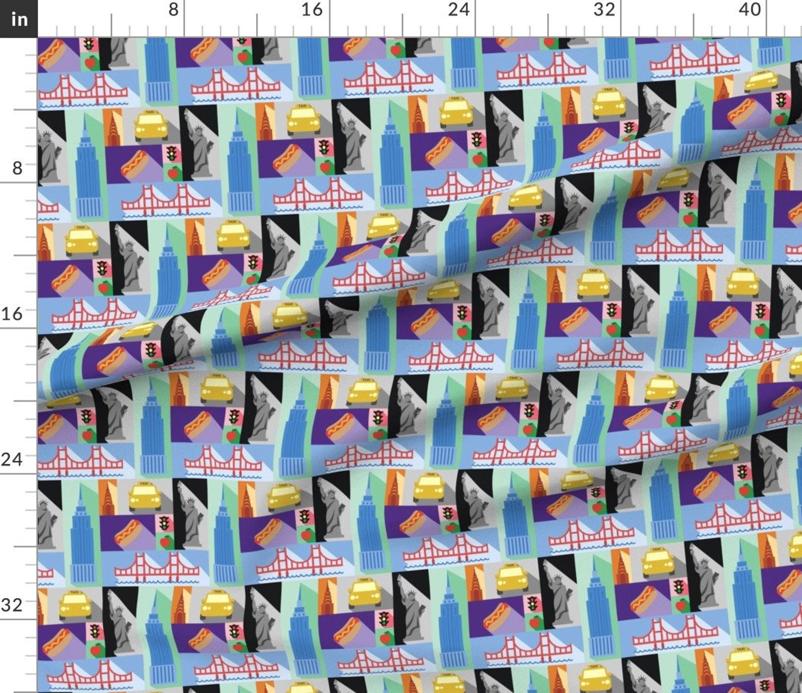 New York City Fabric New York by Studiofibonacci New York Etsy