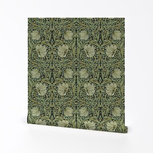 Nouveau Wallpaper - Morris Inspired ~ Pimpernel By Peacoquettedesigns - Sage Removable Self Adhesive Wallpaper Roll by Spoonflower
