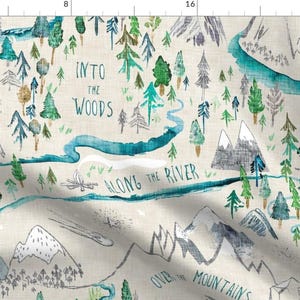Map Fabric - Let's Go Adventuring - Blue Green by nouveau_bohemian - Kid's Room Outdoors Woodland Woods Fabric by the Yard by Spoonflower