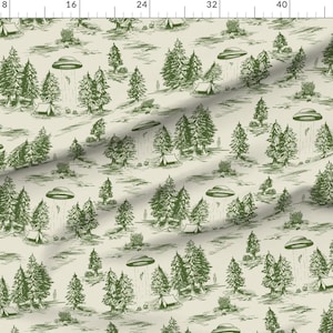 Alien Abduction Extra brett satintyg Toile De Jouy Ufo Rymden-tyg på gården Alien Abduction Toile av somecallmebeth