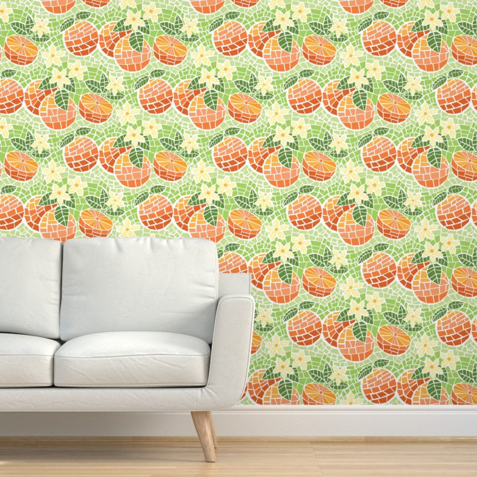 Mosaic Orange Wallpaper Orange Blossom Mosaic by Lisa - Etsy