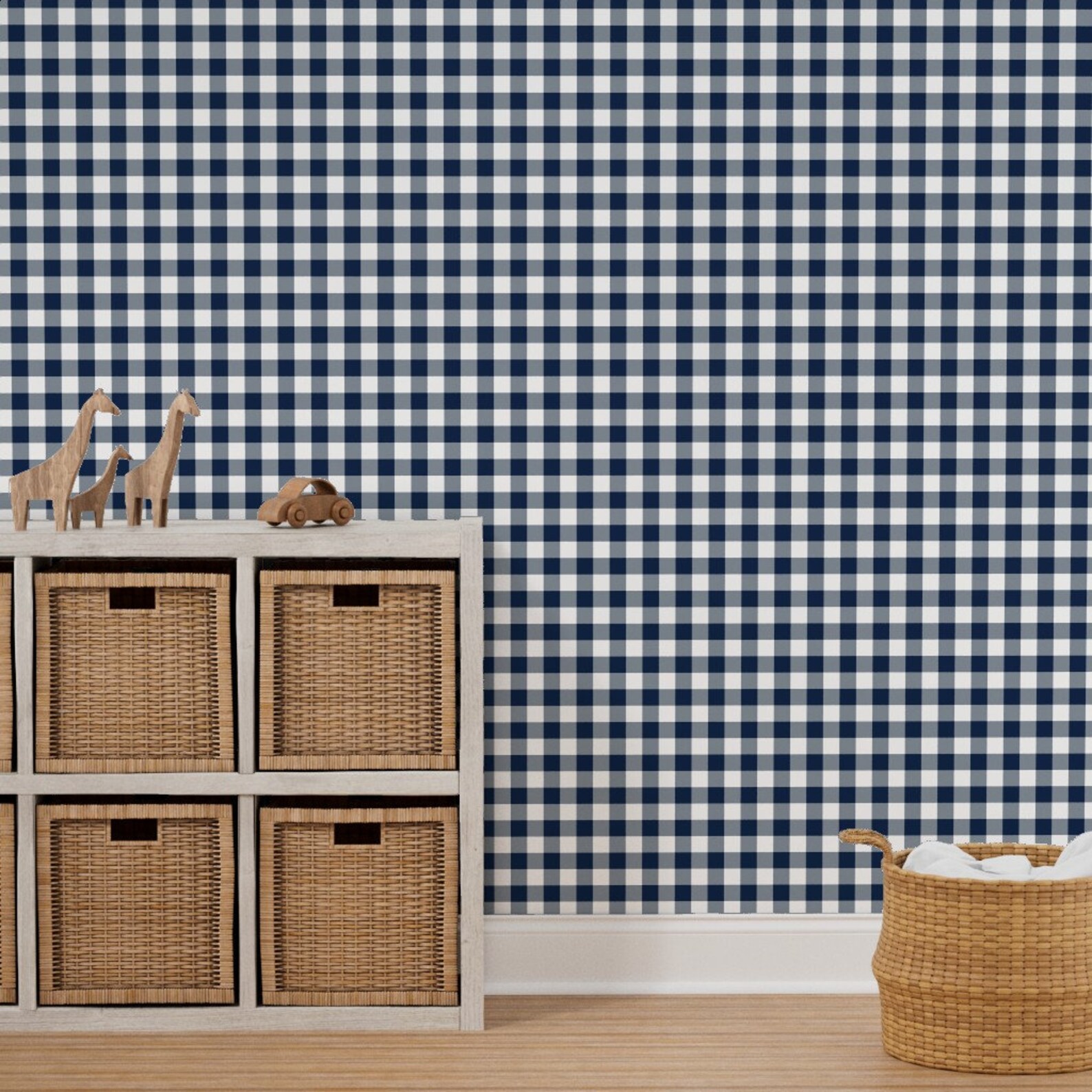 Blue Gingham Wallpaper Blue and White One-inch Check by - Etsy