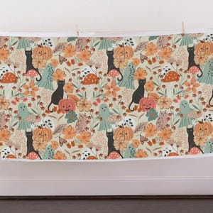 Cute Halloween Ghost Extra Wide Sateen Fabric Pastel Floral Pumpkin Orange Fabric By The Yard Ghosts And Pumpkin by sally_mountain image 2