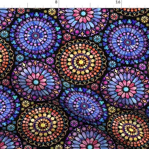 Stained Glass Fabric - Painted Rose Windows (Multicolored - Medium) By Logan Spector - Watercolor Cotton Fabric By The Yard With Spoonflower