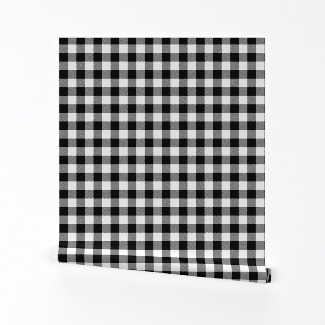 Buffalo Plaid Wallpaper Black Buffalo Check 1 Squares by Ivieclothco