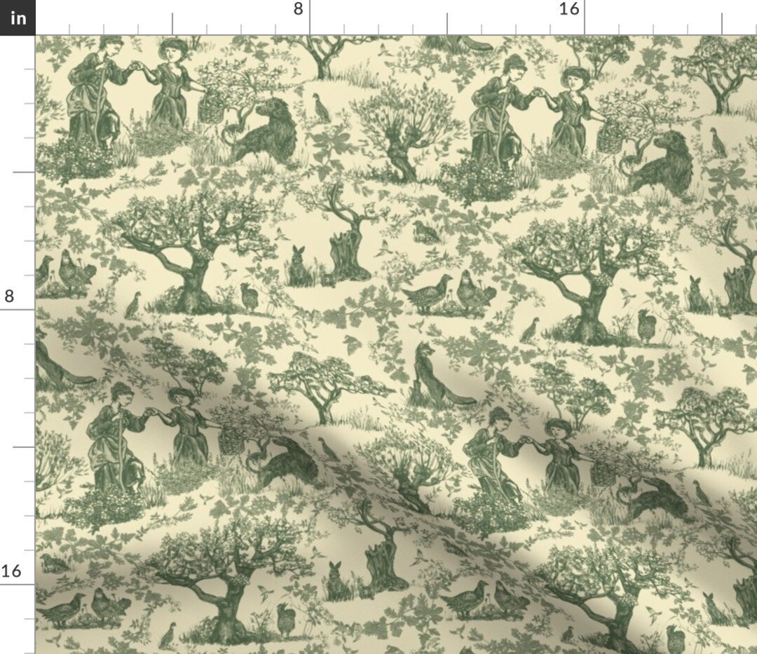 Vintage Toile Fabric Savannah Toile Sage by - Etsy