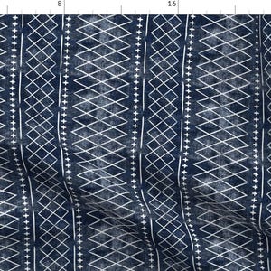 Navy Moroccan Fabric - Flint Vintage Moroccan (Med Scale) On Blue By Littlearrowdesign - Moroccan Cotton Fabric By The Yard With Spoonflower