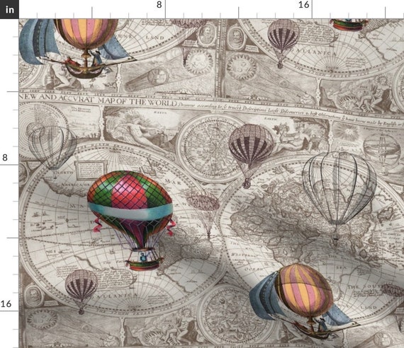 Hot Air Balloon Digital Printing Cotton Fabric For Sewing Clothes Dresses  Bedding DIY Handmade By Meters