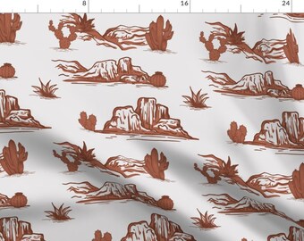 Rustic Fabric - Western Toile Medium by hansonhomesolutions -  Cowboy Cowgirl Cactus Desert Lodge Western Fabric by the Yard by Spoonflower
