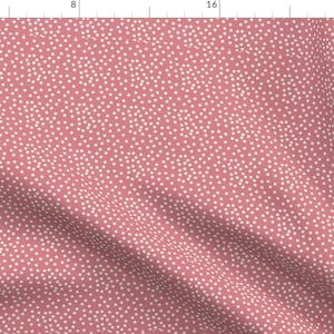 Pink and White Polka Dots Fabric - Dots Medium Rose By Aldea - Pink Baby Girl Geometric Nursery Cotton Fabric By The Yard With Spoonflower