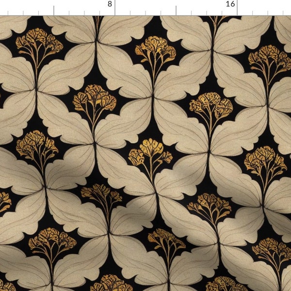 Victorian Flowers Fabric - Art Nouveau Floral  by goldiewinship -  Art Nouveau Moody Botanical Art Deco Fabric by the Yard by Spoonflower