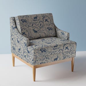Tkanina obiciowa Woodland Toile - Winter Toile Blue od nouveau_bohemian - Tkanina Winter Holidays Blue And Tan cięta na wymiar z Spoonflower