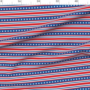 USA Fabric - Stars And Stripes By Sixsleekswans - Red White And Blue Patriotic American Cotton Fabric By The Yard With Spoonflower image 2