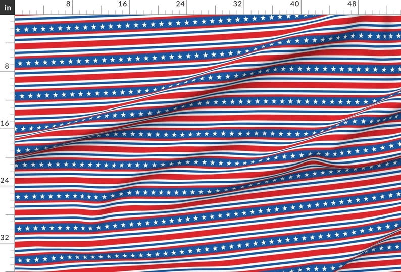 USA Fabric - Stars And Stripes By Sixsleekswans - Red White And Blue Patriotic American Cotton Fabric By The Yard With Spoonflower image 2