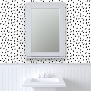 Spots Wallpaper Large Painted Black Dot White By Weegallery Neutral Custom Printed Removable Self Adhesive Wallpaper Roll by Spoonflower image 9