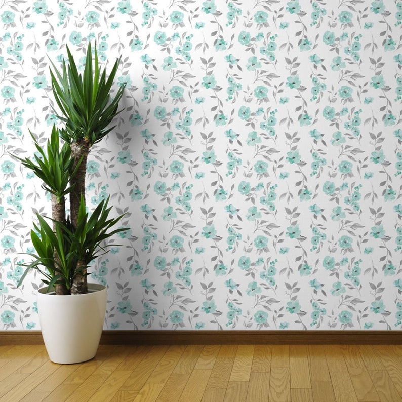 Floral Wallpaper Poppy Watercolor Floral By Sugarpinedesign Nursery Custom Printed Removable Self Adhesive Wallpaper Roll by Spoonflower